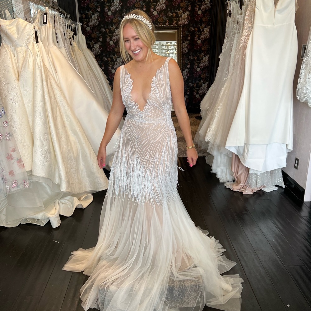 Liz Martinez Elegant White Beaded Wedding Dress